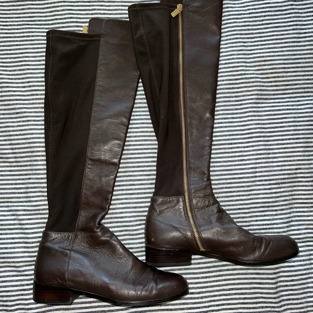Michael Kors Dark Brown Leather Knee High Equestrian Riding Boots 9.5